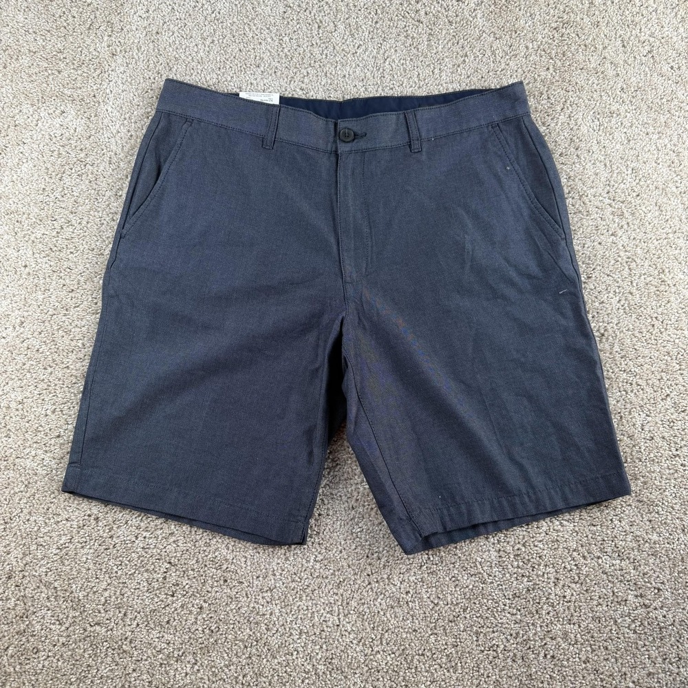 Claiborne Chino Shorts Mens 36 Navy Pin Dot Cotton Flat Front Summer Casual